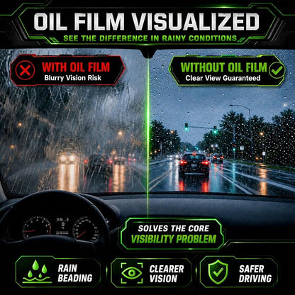 Automotive Glass Oil Film Remover – 120ml Car Windshield Oil Film Cleaner, Streak-Free Glass Polish for Cars Trucks SUVs, Removes Oil, Grease, Water Spots, Improves Visibility