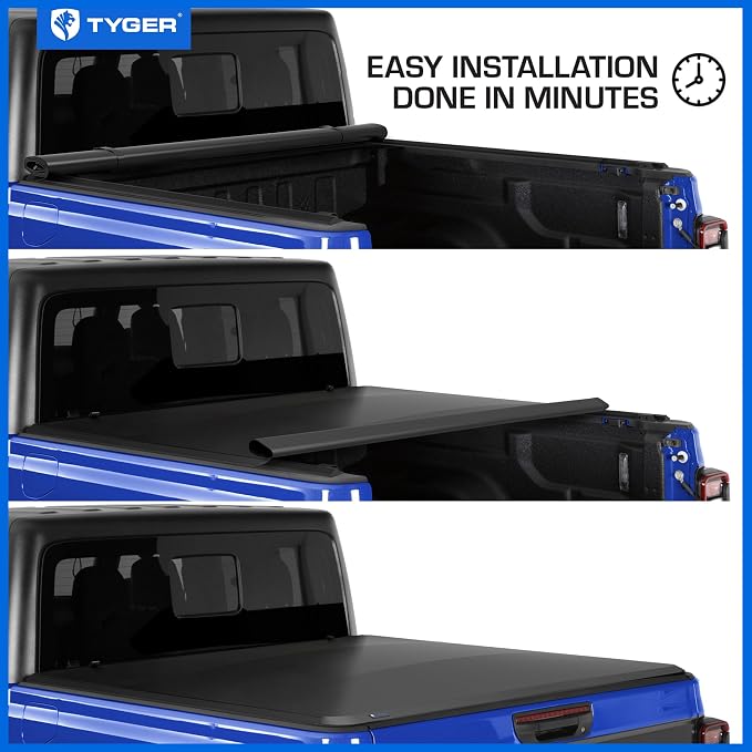 Tyger Auto T1 Soft Roll-up Truck Bed Tonneau Cover Compatible with 2020-2026 Jeep Gladiator JT | 5' (60") Bed | TG-BC1J9060