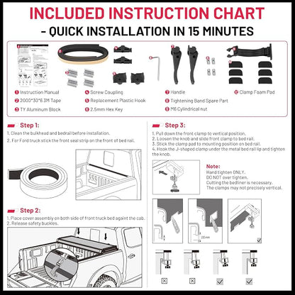 BDFHYK Hard Tri-Fold Tonneau Cover for Ford F-150 2004-2014 & Lincoln Mark LT 2006-2014 6.5 ft (78"-79") Styleside Bed, Waterproof Low Profile Truck Bed Cover with Anti-Theft Lock, Easy Install