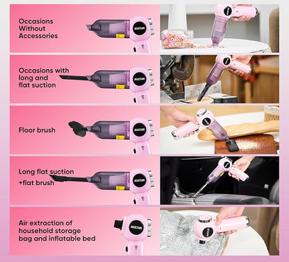 Handheld Vacuum Cleaner Cordless - 17500PA Strong Suction Rechargeable, 3-Speed Adjustable Portable Mini Dust Buster for Pet Hair, Car Detailing, Home, Office & Car Cleaning