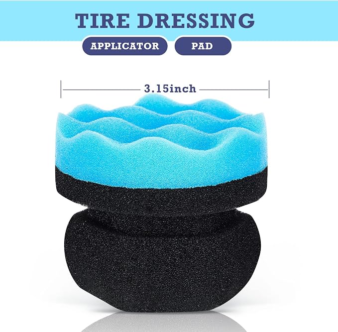 6 Pcs Tire Hex Grip Dressing Applicator Washable Tire Shine Applicator Dressing Pad Car Detailing Foam Sponge Reusable Tire Cleaner Sponge for No Slip Tire (Black, Red, Blue, 3.15 Inch Diameter)