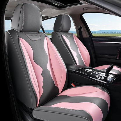 Coverado Car Seat Covers Full Set, Seat Covers for Cars, Front Seat Covers and Back Seat Cover Waterproof Leather Automotive Seat Cover, Universal Car Interior Protectors Cushion for Most Cars
