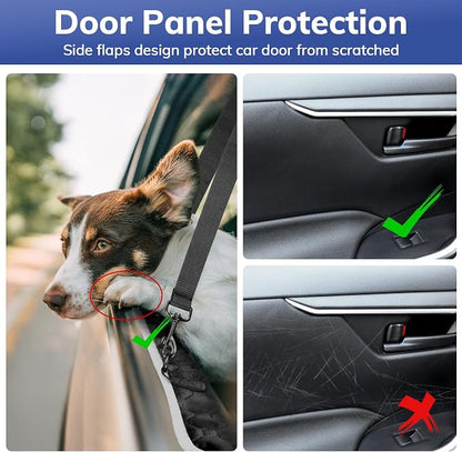 Mancro Waterproof Dog Back Seat Cover with Zipper Flap, Fit for F150/RAM | Visible Mesh Window,Split Seat Design，Great Gift，Storage Pockets，Effortless Cleaning