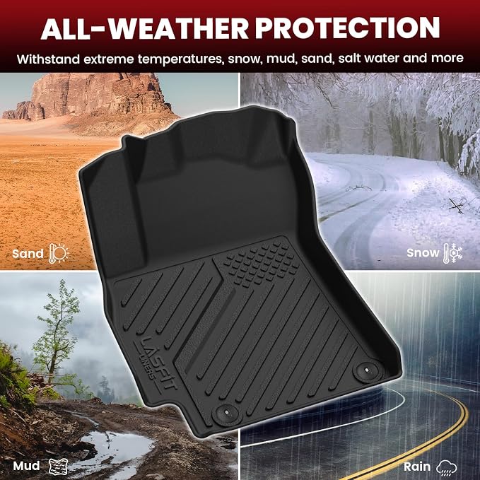 LASFIT Floor Mats & Cargo Mat for Hyundai Elantra 2021-2026 (Only Fit Gas) & Elantra N 2022-2026, All Weather TPE Car Mats Custom Fit Elantra/Elantra N Floor Liners & Trunk Mat Accessories, Black