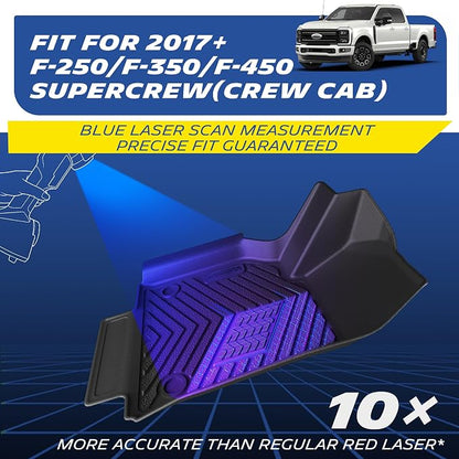 Michelin Vehicle Mats, All-Weather TPE Custom Fit Liner for 2017-2026 Ford F250/F350/F450 Super Duty Crew Cab Bucket Seat Carpet Floor, Premier