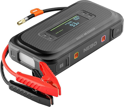 NEBO Assist 2000A Jump Starter & Air Compressor | 2000 Peak Amps, 55.5Wh Portable Car Jump Box for 12V Vehicles & Tire Inflator with Auto Shut-Off, Spark-Proof, USB-C Power Bank, Emergency LED Light