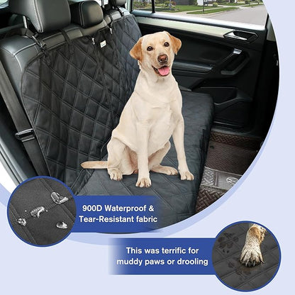 ALLANSING Back Seat Cover for Compact Cars and SUVs Rear Split Bench - 900D Oxford Waterproof Non-Slip Car Seat Protector for Messy Kids & Drooling Dogs, Easy Clean(Black)