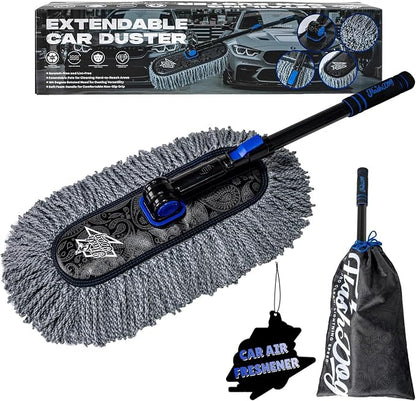 Flash Dog Car Duster Exterior Scratch Free Aluminum Alloy Extendable Handle and Microfiber Head Waterless Cleaning Brush for Cars, Trucks, SUVs Portable Car Duster