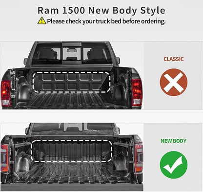 OEDRO Soft Roll Up Truck Bed Tonneau Cover Compatible with Dodge Ram 1500 New Body 2019 2020 2021 2022 2023 2024 2025 2026, 5.6ft Bed Without Rambox