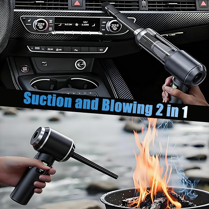 Handheld Car Vacuum Cordless with Air Duster, 30-Min Runtime 20000Pa Suction, Portable Rechargeable Small Handheld Vacuum for Car Detailing Interior Cleaning Pet Hair,Silver&Gray