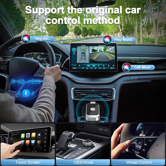 Wireless Carplay Adapter for Apple, Converts Wired to Wireless CarPlay, Plug & Play Carplay Wireless Adapter for iPhone 9 Above,Stable Fast Connection Low Latency Fits 2014 Onwards Cars