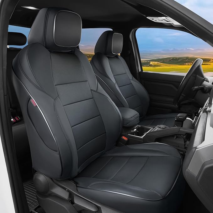 Lolcar Tacoma Back Seat Covers Custom for Select Toyota Tacoma (Hybrid) 2024 2025 2026 Double cab TRD Sport,TRD Off-Road,Limited,Trailhunter- Second Row Only,Leather(Black)