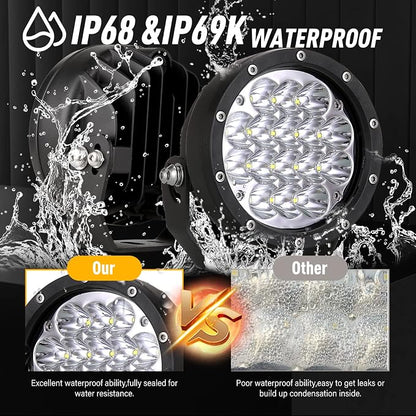 BIGLION.X Pair 160w 5 Inch Round Led Offroad Driving Lights Fog Lights 18800LM Offroad Spot Light Driving Light Pods Light Bar with Wiring Harness 12V 24V for Car Trucks SUV UTV ATV