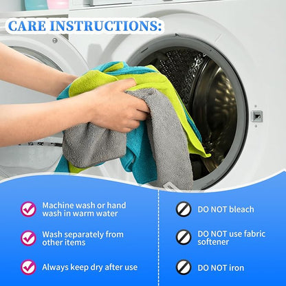 FIXSMITH Shop Towels-200 Pack, Multi-Functional Shop Rags, 12 x 16 in Microfiber Cleaning Cloth, Highly Absorbent Cleaning Rags, Cleaning Towels for Car Kitchen Home Office
