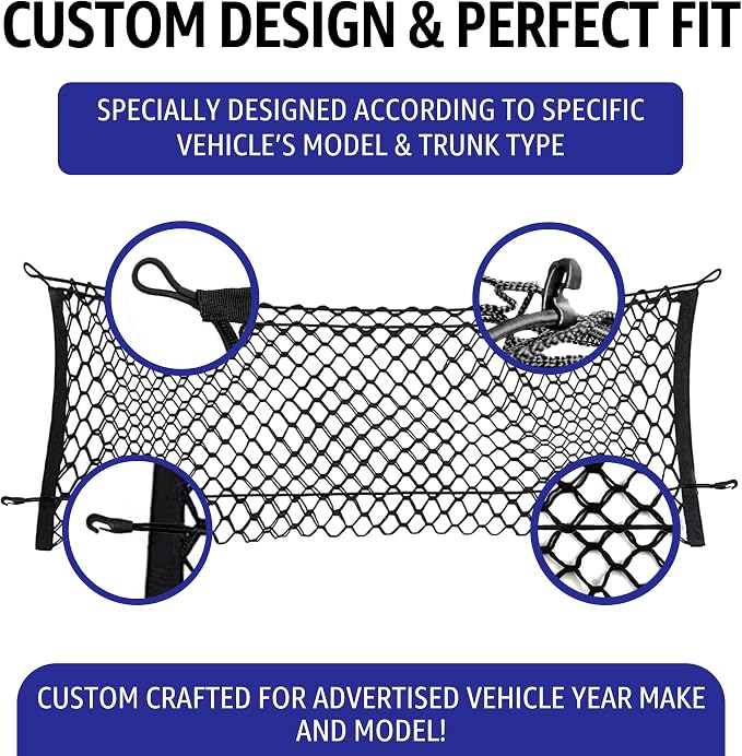 Envelope Style Trunk Mesh Cargo Net for Ford Explorer Base ST XLT 2020-2024 - Car Accessories - Premium Trunk Organizers and Storage - Cargo Net for SUV - Vehicle Carrier Organizer for Ford Explorer