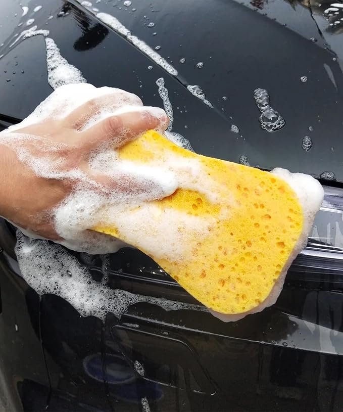 SCUARI 3PCS Car Wash Sponge,9.1 x 4.3 x 1.6 Inch Car Sponges for Washing,Car Accessories Large Sponges for Cleaning,Automotive Cleaning Supplies,Suitable for Most Cars,Boats,RVs,Motorbikes