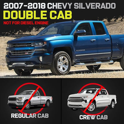 BINARY STAR 6 Inch Running Boards Compatible with 2007-2018 Chevy Silverado/GMC Sierra 1500 Extended/Double Cab, 07-19 Silverado/Sierra 2500HD 3500HD. Black Step Bars Nerf Bar Made with Carbon Steel.