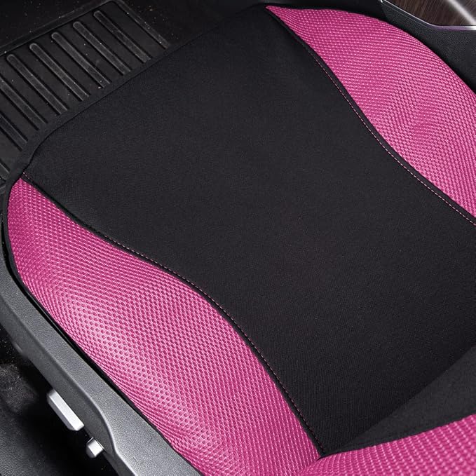Flying Banner Butterfly car seat Covers ful Set Fashion Universal Lady Woman Female Rear Bench Split Colorized (2 Fronts, Pink)