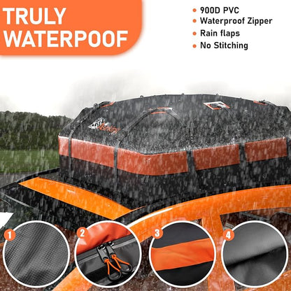 Asinking Car Rooftop Cargo Carrier Bag 21 Cubic feet Waterproof Car Roof Top Bag for All Cars with/Without Rack, Includes Anti-Slip Mat, 10 Reinforced Straps, 6 Door Hooks, Luggage Lock