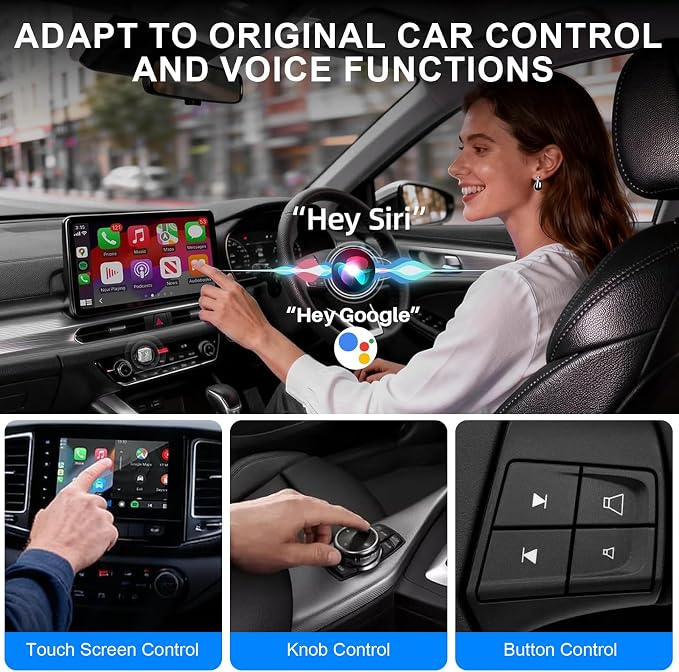 DUAIU Wireless CarPlay Adapter for iPhone & Android Auto – Mini Plug & Play Car Play No Delay, Dual-Band 2.4G/5G, Auto Reconnect, Converts Wired to Wireless for 2018+ Cars, USB-A & USB-C