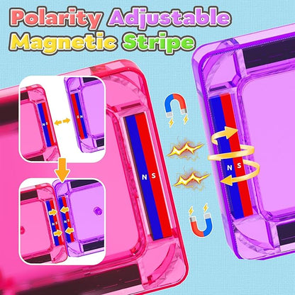 Magnetic Tiles Mini Travel Toddler Set, Magnetic Blocks Building Kids Toys & Games, Montessori Preschool Classroom Must Haves Educational Learning Sensory Toys for 3+ Year Old Boys Girls Birthday Gift