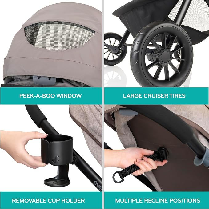 Evenflo Pivot Modular Travel System with LiteMax Preemie and Infant Car Seat (Dusty Rose Pink)