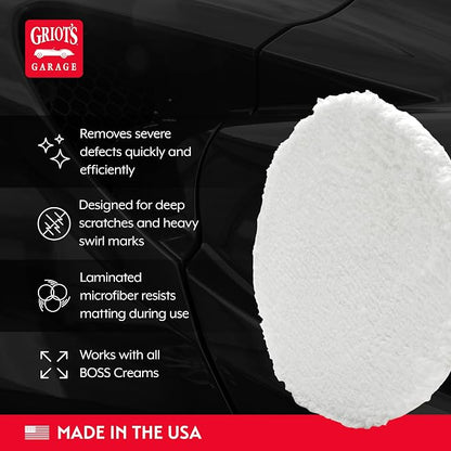 Griot's Garage BOSS Microfiber Fast Cutting Pads for Car Detailing, Polishing and Maximum Paint Correction, Orbital Polisher Buffing Pads, 5”, Set of 2