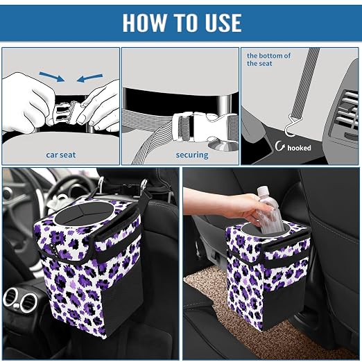 Car Trash Can – Multi-Purpose, Lightweight and Portable with Durable Water-Resistant Coating, No Installation Required, Practical and Ample Capacity, Variety of Colors.Tiger Pattern