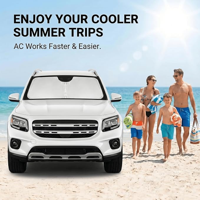 Windshield Sun Shade for Mercedes Benz GLB 2020-2024 2025 Sunshade Front Window Shade Custom Fit GLB Accessories Sun Visor Foldable Shade Blocks UV Rays Accessories