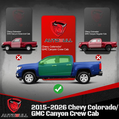 6 Inches Running Boards Side Steps Compatible with 2015-2026 Chevy Colorado/GMC Canyon Crew Cab, Black Textured Aluminum Nerf Bars