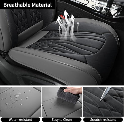 MINGBRON Leather Car Seat Covers,Breathable and Waterproof Faux Leather Automotive Seat Covers for Cars SUV Truck Sedan,Universal Driver Seat Cover Grey&Black