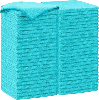 AIDEA Microfiber Cleaning Cloth-50PK, Soft Microfiber Towels for Cars, Absorbent Cleaning Rags, Lint-Free Streak-Free Wash Cloths for House, Kitchen, Window(12in.x12in), Blue