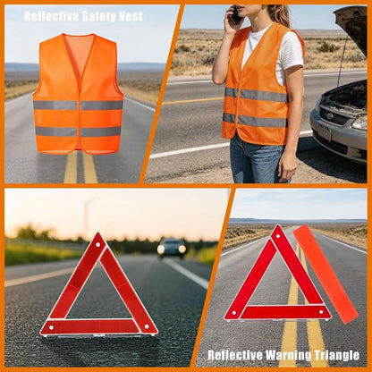 Car Roadside Emergency Kit Automotive Car Safety Kits for Vehicles Woman Man Teen Orange