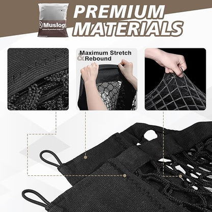 Muslogy Truck Bed Cargo Net Trunk Netting Compatible with 2023 2024 2025 2026 Kia Sportage Accessories, Pickup Cargo Organizer SUV Sedan Storage Net w/Heavy Duty Carabiners