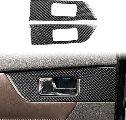 Premium Carbon Fiber Compatible with Ford Edge 2011-2014 2012 2013 SEL/Limited/SE/Sport Accessories Car Rear Door Handle Panel Cover Interior Trim Sticker Decal Black 2PCS