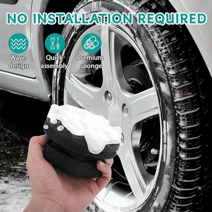 2 PCS Tire Shine Applicator Pad,Hex Grip Tire Dressing Applicator Polishing Sponges Pads,Reusable Tire Shine Sponge Wave,Tire Shine Brush,Car Detailing Sponge for Auto Polishing Cleaning Waxing
