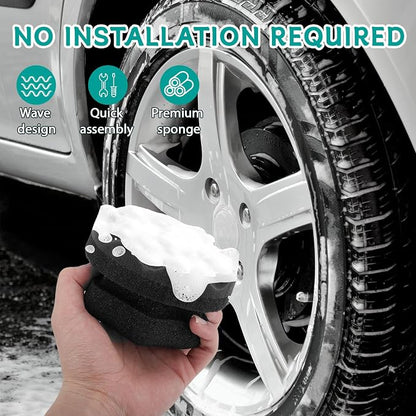 2 PCS Tire Shine Applicator Pad,Hex Grip Tire Dressing Applicator Polishing Sponges Pads,Reusable Tire Shine Sponge Wave,Tire Shine Brush,Car Detailing Sponge for Auto Polishing Cleaning Waxing