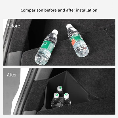 LUCKEASY 2PCS Trunk Storage Bins for Tesla Model Y 2022-2024 Gigafactory | Not Fit Juniper 2025+, Not Fit Fremont Builds, Trunk Organizer With Lids, Trash Cans, Car Accessories, TPE, Black