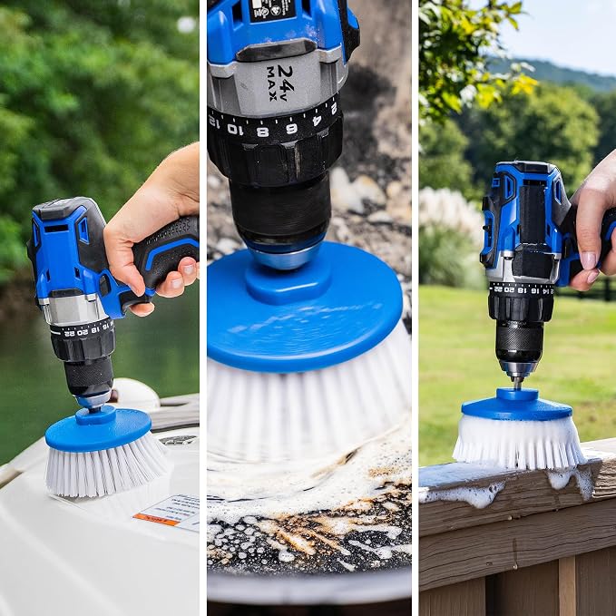 RotoScrub Drill-Powered Cleaning Brushes - 2-Brush Drill Accessory Combo Kit