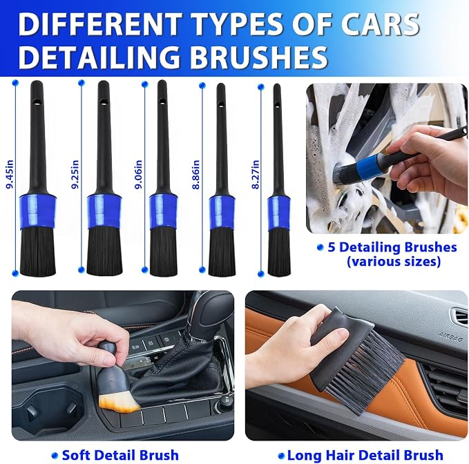 THINKWORK Car Cleaning Kit Car Detailing Kit,Car Cleaning Kit Interior Cleaner with High Power Blue Handheld Vacuum Cleaner,Brush Sets,Windshield Cleaner and Storage Bag,Car Accessories,Car Gift Set