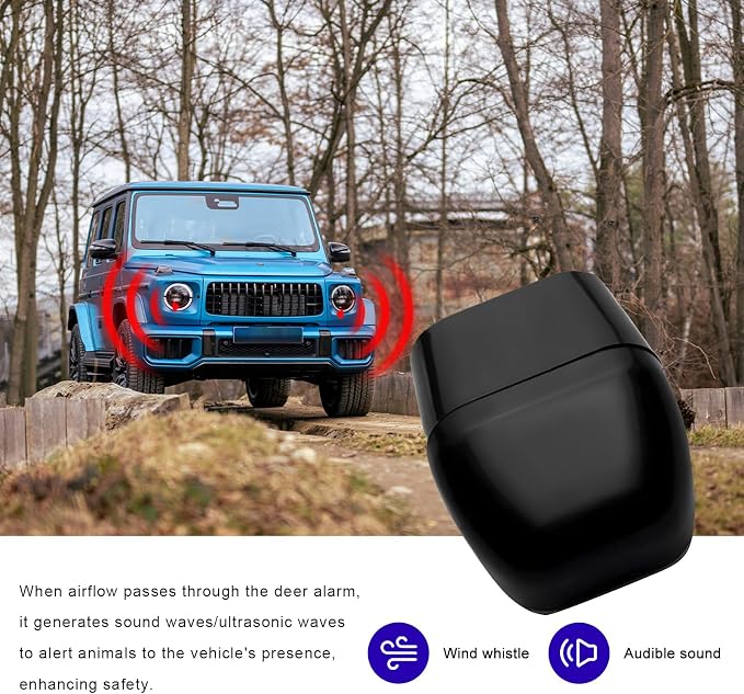 8 PCS Deer Whistles for Car, Deer Warning Device with Adhesive Tapes to Avoid Collisions, Animal Alert Horn Road Safety Whistle for SUVs Trucks Motorcycles, Car Accessories (Black)