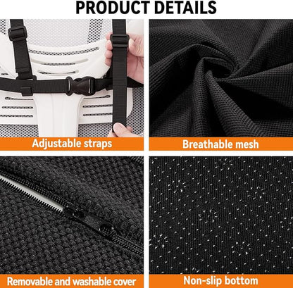 Lumbar Support Pillow for Office Chair and Car Seat,Back Support for Office Chair Cushion,Adjustable Straps Securely Fixed Car Lumbar Support Pillow(Gray, for Office Chiar)