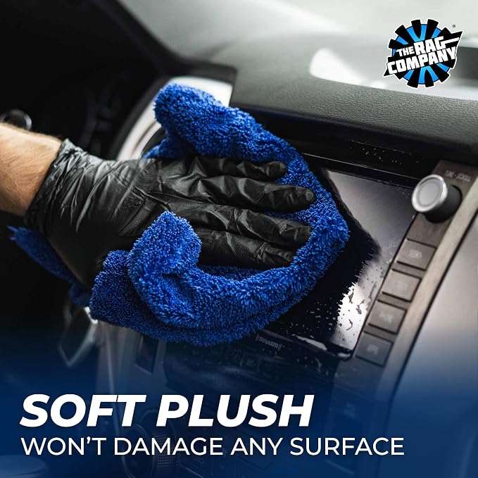The Rag Company - Creature Edgeless Auto Detailing Towels (10-Pack) Professional 70/30 Blend, Dual-Pile Plush Microfiber, Buffing & Polishing, 420gsm, 16in x 16in, Royal Blue