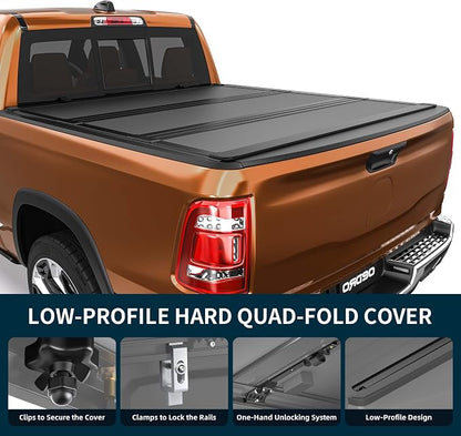 OEDRO Hard Tri-Fold Low-Profile Tonneau Cover Fit for Toyota Tacoma 2024 2025 2026 with Tacoma Bed Rail (Excl. Trail Edition) with 5ft Bed