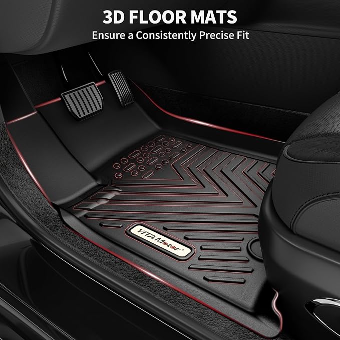 YITAMOTOR Floor Mats Compatible with 2015-2019 Ford Explorer Without 2nd Row Center Console, Custom Fit Floor Liners 1st & 2nd Row All- Weather Protection,Black