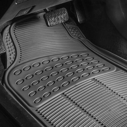 FH Group Car Floor Mats - Heavy-Duty Rubber for Cars, Universal Fit 3 Rows Full Set, Trimmable ClimaProof Floor Mats, For SUVs, Truck, Gray