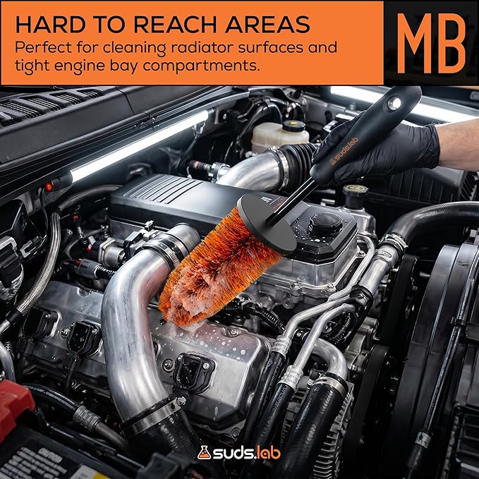 Sudslab Mini Wheel Cleaning Brush – Durable Multipurpose Rim Brush for Cars, Trucks, Motorcycles, Bicycles, Boats, Rims, Exhaust Tips, – Mini Design, Dense Bristles, All Surface Cleaner