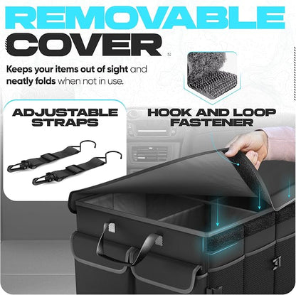 FORTEM Trunk Organizer For SUV Car Trunk Organizer, Foldable Storage, Car Accessories for Women Men, Collapsible Bag, 600D Oxford, Non Slip Bottom, Straps, Soft Cover (85L)