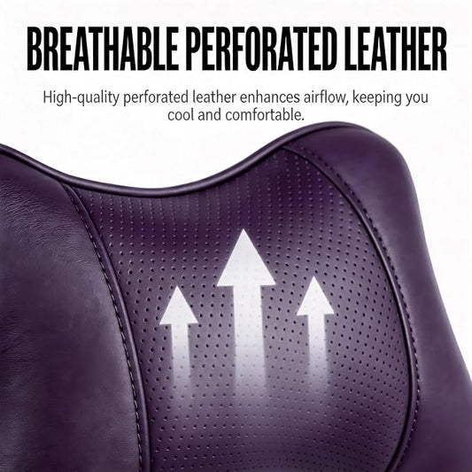 Car Pillow for Car Neck Pillow for Driving Seat Leather Neck Support Soft Cushion Support Head-Rests for Vehicle Sleeping with Elastic Adjustment Strap 2PCS (Neck, Violet)
