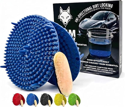 10.4" Heavy Duty Car Wash Bucket Insert (2-Pack) & Wash Mitt Kit - 10.6 oz Detailing Dirt Separator & Grit Trap, Scratch-Free Auto Wash, Fits 3.5 to 5 Gallon Buckets (Black Kit)